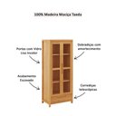 Ver imagem 4 de Cristaleira Madeira Maciça 1554nc Nature 2 Portas de Vidro e Led Interno Rústico Claro Finestra