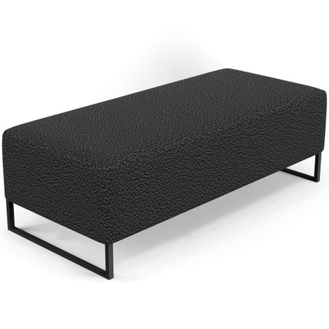 Puff Decorativo Sala de Estar Bali W01 Base Ferro 120x50 cm Bouclê Preto - Lyam Decor