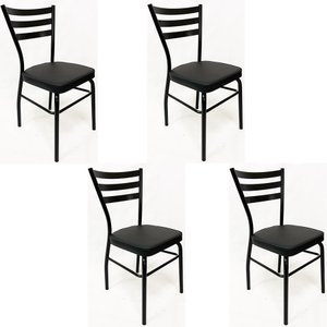 Kit 4 Cadeiras de COZINHA com reforço preta assento grosso preto - Poltronas do Sul