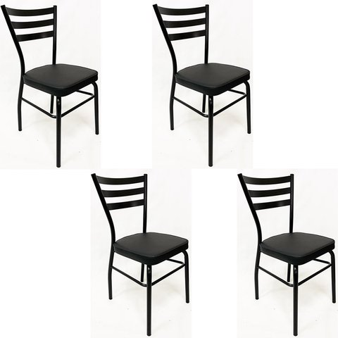 Kit 4 Cadeiras de COZINHA com reforço preta assento grosso preto - Poltronas do Sul