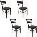 Ver imagem 1 de Kit 4 Cadeiras de COZINHA com reforço preta assento grosso preto - Poltronas do Sul