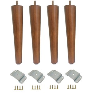 Kit 4 Pé Palito 40cm Amendoa Marrom Claro + Chapinha Reta + Parafuso