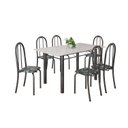Ver imagem 2 de Conjunto de Mesa Tubular 140cm x 75cm Tampo em Vidro com 6 Cadeiras Iris B Prata/Preto