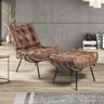 Puff Costela Couro Nozes Base Metal D'Rossi - 2