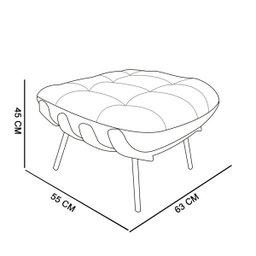 Puff Costela Couro Nozes Base Metal D'Rossi - 3