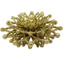 Ver imagem 3 de Kit 12 Flores Gliter Douradas Decoração Árvore de Natal 10cm