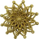 Ver imagem 4 de Kit 12 Flores Gliter Douradas Decoração Árvore de Natal 10cm