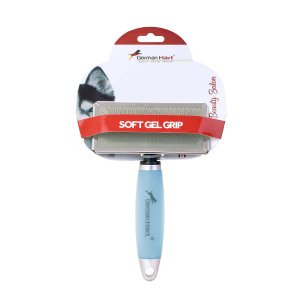 Rasqueadeira com Cabo em Gel Média Azul para Cães