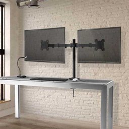 Suporte de Mesa Duplo Articulado Para 2 Monitores 10 a 27 Polegadas Preto AC367 Rotação 360º Preto - 3