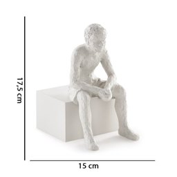 Escultura Decorativa "Pessoa Sentada" Poliresina Off White 17,5x15 cm - D'Rossi - 5