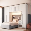 Ver imagem 1 de Quarto Modulado 100% MDF 5 Peças Mesa de Cabeceira Direita 7 Portas e 5 Gavetas Integrato Branco