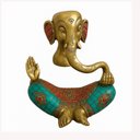 Ver imagem 1 de Estátua Ganesha Decorativa em Bronze Detalhes em Pedras Coloridas ? 20 Cm