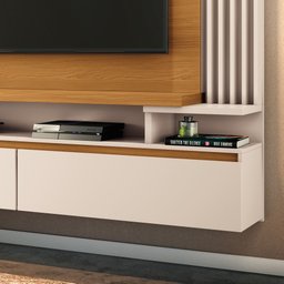 Home Suspenso Painel P/ Tv até 55" Cosmo Hb Móveis - Cinamono/off White - 4