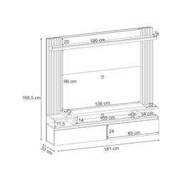 Home Suspenso Painel P/ Tv até 55" Cosmo Hb Móveis - Cinamono/off White - 2