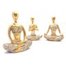 Trio De Ioga Estátua Rezando Meditando Luxo Dourado Brilho - 3
