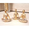 Trio De Ioga Estátua Rezando Meditando Luxo Dourado Brilho - 6