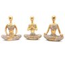 Trio De Ioga Estátua Rezando Meditando Luxo Dourado Brilho - 2