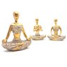 Trio De Ioga Estátua Rezando Meditando Luxo Dourado Brilho - 4