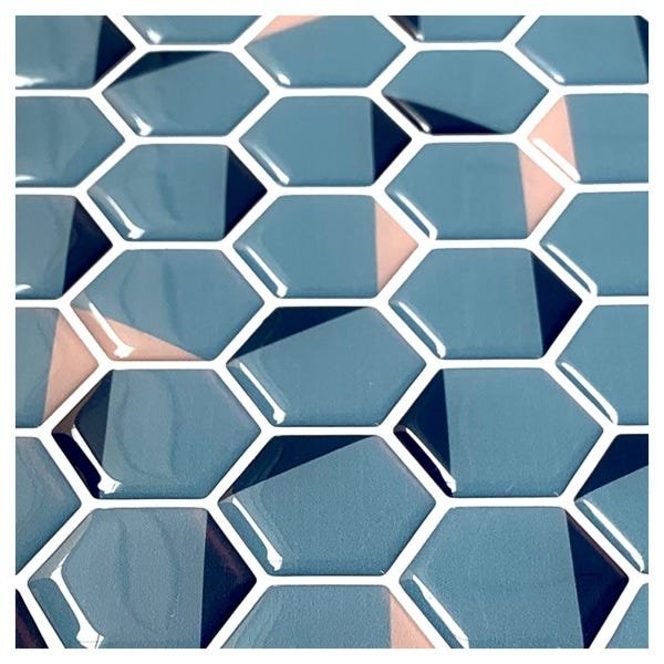 Pastilha Adesiva Resinada Hexagonal Azul Kit 4 Placas Adesivo 3 M - 6