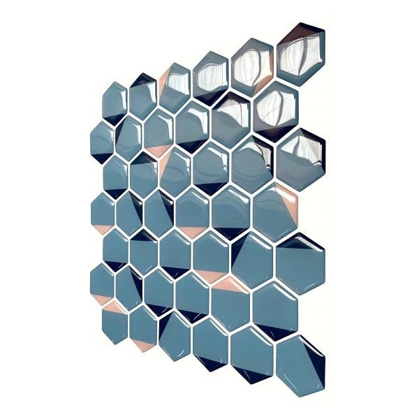 Pastilha Adesiva Resinada Hexagonal Azul Kit 4 Placas Adesivo 3 M - 7