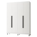 Ver imagem 2 de Guarda-Roupa Solteiro com Pés 4 Portas Batentes Branco/Branco/Preto Netuno Madesa