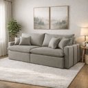 Ver imagem 3 de Estofado Sofá Cama Star 05 2,40m Molas Ensacadas Assento Alta Densidade Design Clean - Capuccino