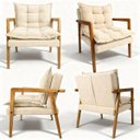 Ver imagem 4 de Poltrona em Madeira Maciça Confortável Sala Design Elegante Estofado Boucle Estilo Sofisticado