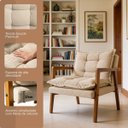 Ver imagem 3 de Poltrona em Madeira Maciça Confortável Sala Design Elegante Estofado Boucle Estilo Sofisticado