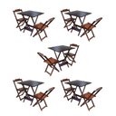 Ver imagem 1 de Kit 5 Jogos De Mesa Dobravel Com 2 Cadeiras De Madeira 70X70 Para Restaurante E Bar - Imbuia