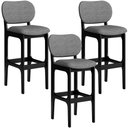 Ver imagem 1 de Kit 3 Banquetas Alta Bar Cozinha Sala Jantar Fixa Betta L02 Preto Linho Cinza Escuro - Lyam Decor