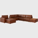 Ver imagem 2 de Sofá de Canto Modulado 291cm - 312cm 6 Lugares France Courino Marrom - Sallar Home