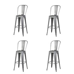 Kit 4 Banquetas Altas Iron Tolix Titan Rivatti Encosto Alto Cinza - 1