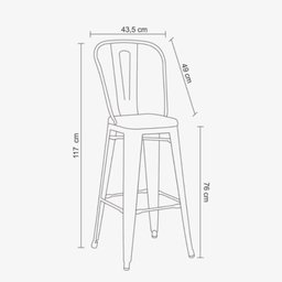 Kit 4 Banquetas Altas Iron Tolix Titan Rivatti Encosto Alto Cinza - 5