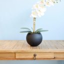 Ver imagem 3 de Arranjo de Flor Artificial Orquídea Branca no Vaso Médio Preto Fosco | Linha Permanente