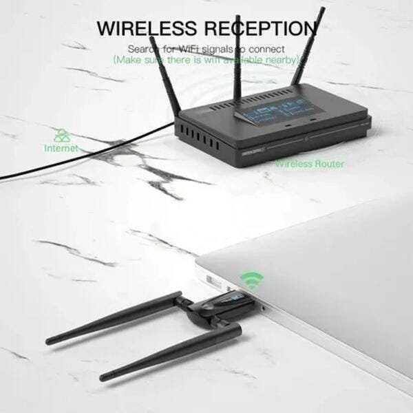 Antena Wifi para pc Computador ou Desktop longo alcance 1200Mbs na