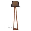 Ver imagem 1 de Luminária de Chão Join 170cm Madeira Castanho Cúpula Preta Madelustre