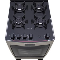 Fogão Dako 4 Bocas com Mesa de Vidro Mega Chama Supreme Timer Glass Titanium Bivolt - 4