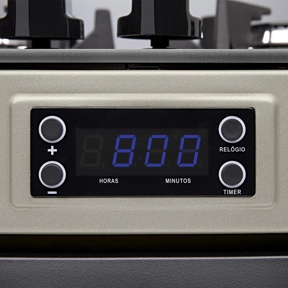Fogão Dako 4 Bocas com Mesa de Vidro Mega Chama Supreme Timer Glass Titanium Bivolt - 8