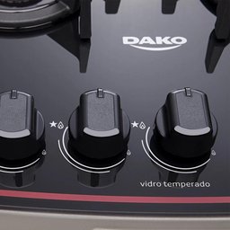 Fogão Dako 4 Bocas com Mesa de Vidro Mega Chama Supreme Timer Glass Titanium Bivolt - 7