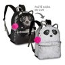 Mochila Costas Juvenil - Urso Panda - Paete Muda de Cor - Preto e Prata - Clio - CG2032 - 1