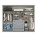 Ver imagem 3 de Cômoda e Guarda Roupa Casal 6 Portas Americano Cinza – Henn