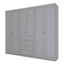 Ver imagem 2 de Cômoda e Guarda Roupa Casal 6 Portas Americano Cinza – Henn