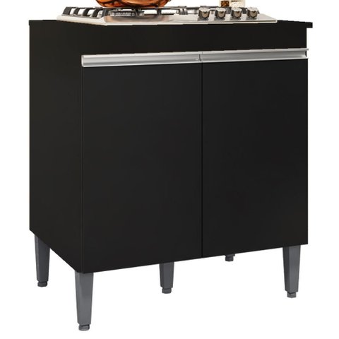 Balcao com Tampo para Cooktop 2 Pt 79 Cm Andreia Preto Reajl Moveis