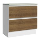 Ver imagem 1 de Balcão Armário de Cozinha 80 cm 2 Gavetas Branco/Rustic Glamy Madesa