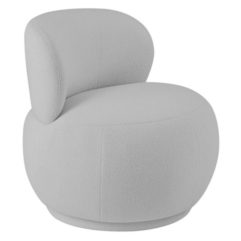 Poltrona Orgânica Aisha Base Fixa Bouclé Cinza Claro - Nexta Casa