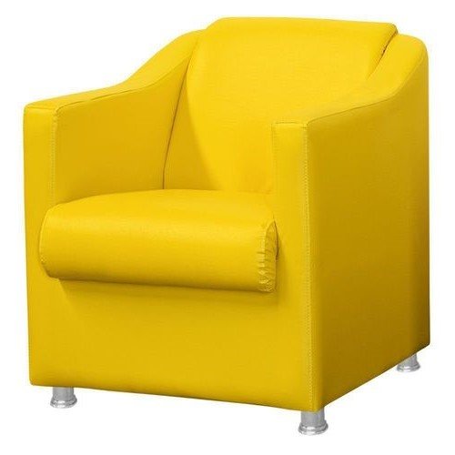 Poltrona Decorativa Tila Couro Amarelo Pés Cromado Ms Decor - 1