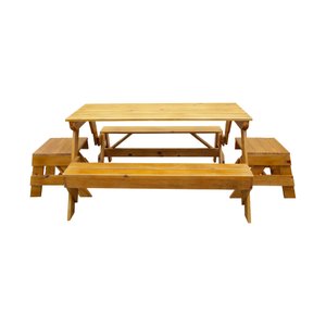 Banco que Vira Mesa 2m Pinus Natural sem Verniz com Banquetas 10 Lugares