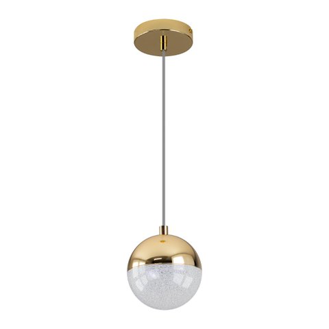 Pendente Media Luna Bella LED 3000K French Gold e Transparente para Salas e Quartos - HM003