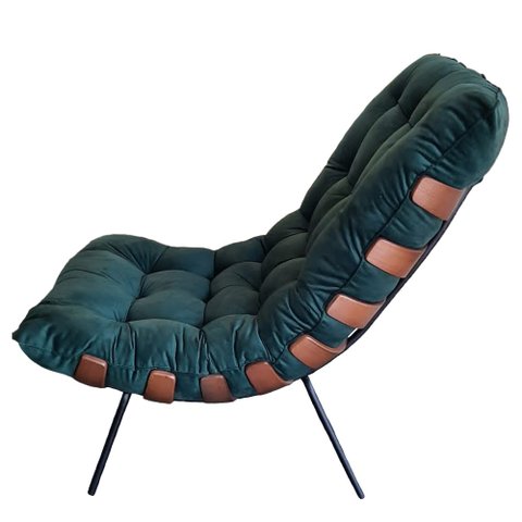 Poltrona Decorativa Costela Suede Verde Dominic Decor