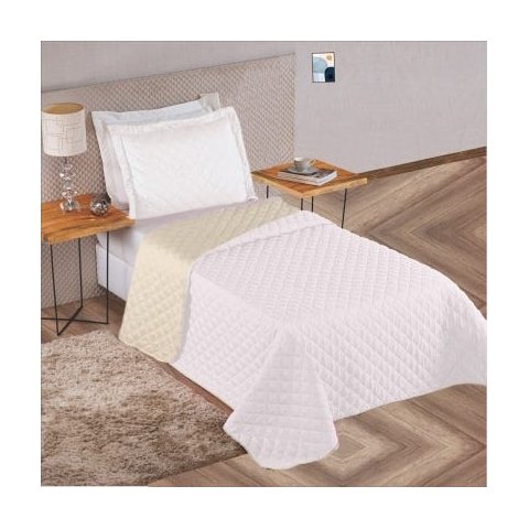 Cobre Leito Solteiro Dupla Face 2,2 x 1,6 Metros aconchego + Porta Travesseiro Branco Casa Dona